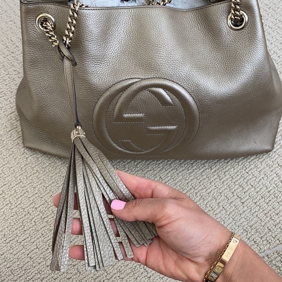 Gucci Bronze Metallic Leather Tote - Picture 6 of 16